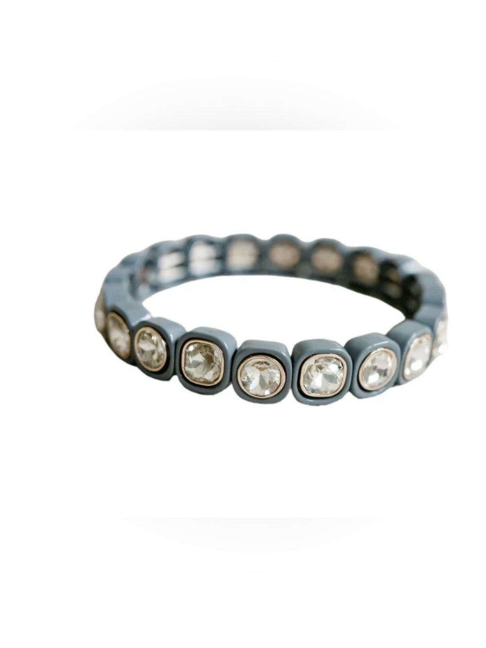 Smith & Co City Girl Petite Bracelet Gray Enamel Rhinestone Beads NEW W/O TAGS